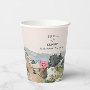Gobelets En Papier Faveur de mariage bohème cactus de désert à l'aqua