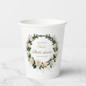 Gobelets En Papier Faveurs de roses blanches et de gypsophile (Recto)