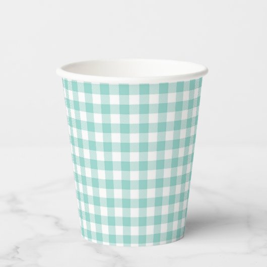 Gobelets En Papier Faye et Lauren Aqua Plaid (Recto)
