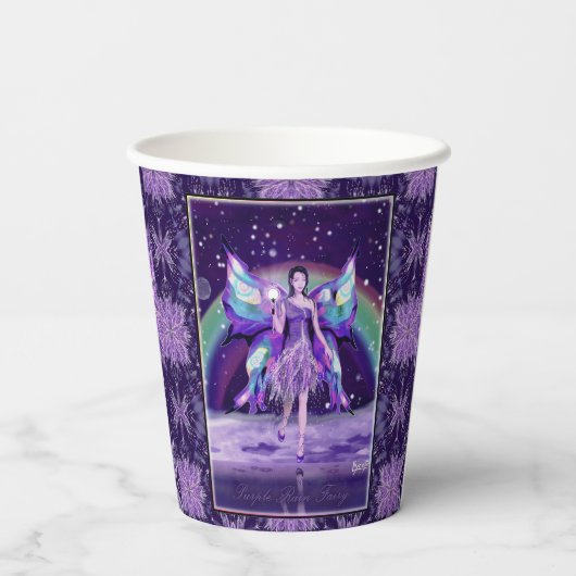 Gobelets En Papier Fée de pluie violette (Verso)