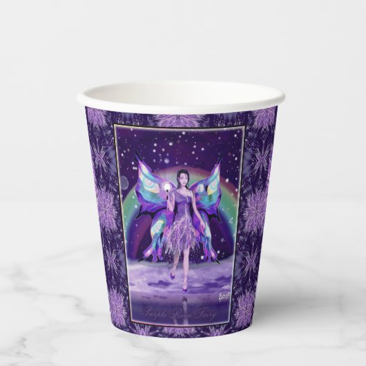 Gobelets En Papier Fée de pluie violette (Recto)