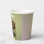 Gobelets En Papier Fée et fleurs afro-américaines Anniversaire (Droite)