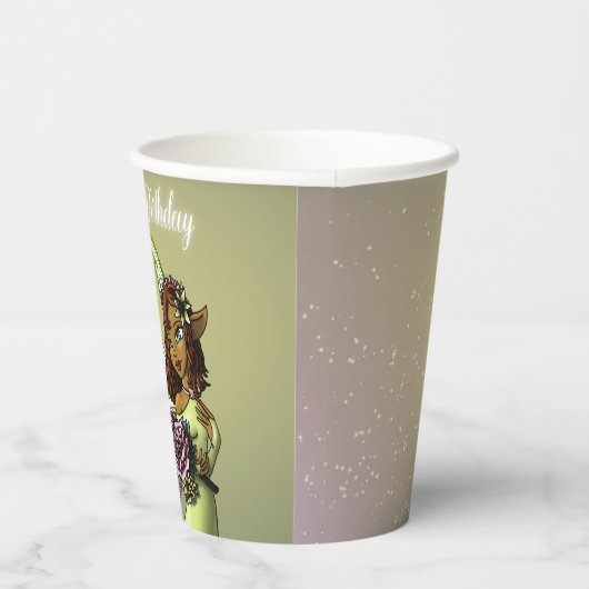 Gobelets En Papier Fée et fleurs afro-américaines Anniversaire (Droite)