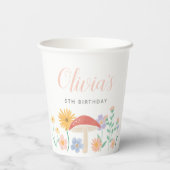 Gobelets En Papier Fée Floral Fille fête d'anniversaire (Verso)