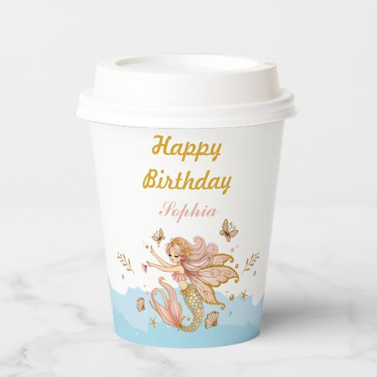 Gobelets En Papier Fée magique Fée Sirène Fête d'Anniversaire Fille (Recto)