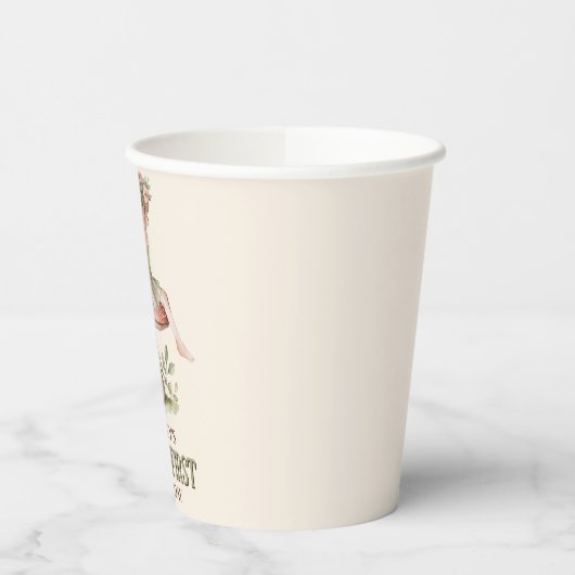 Gobelets En Papier Fée personnalisée Premier rose 1er anniversaire (Gauche)