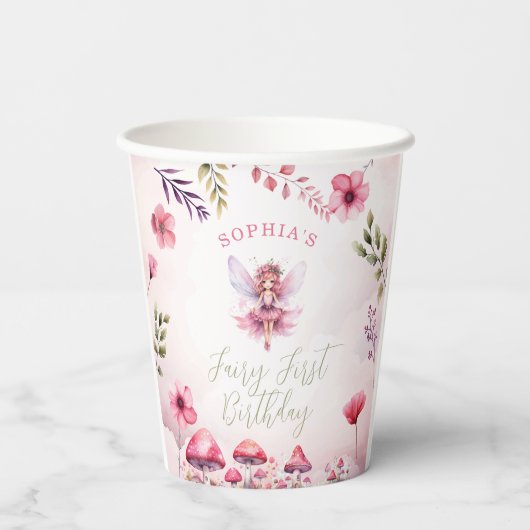 Gobelets En Papier Fée premier anniversaire Enchanted Forest Champign (Verso)