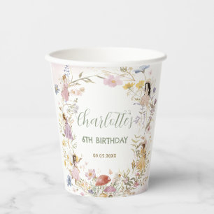 Gobelets En Papier Fées Fleur sauvage Fleurs de prairie Anniversaire