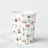 Gobelets En Papier Fées Rose Floral & Champignons Motif de fées (Gauche)