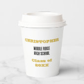 Gobelets En Papier Félicitations à la graduation Typographie NOM (Verso)