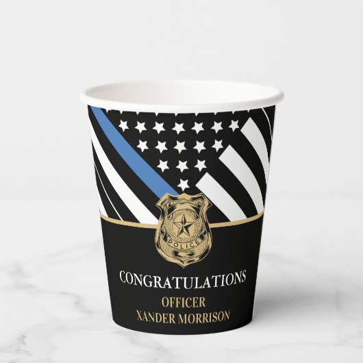 Gobelets En Papier Félicitations à la Police Blue Line Flag (Verso)