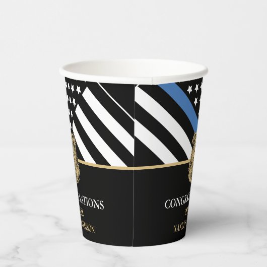 Gobelets En Papier Félicitations à la Police Blue Line Flag (Droite)