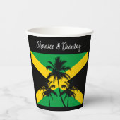 Gobelets En Papier Félicitations de mariage au drapeau jamaïcain (Recto)