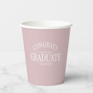 Gobelets En Papier Félicitations Diplômé Rose Blush Moderne