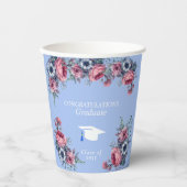 Gobelets En Papier Félicitations Diplômé Roses Roses Roses Bleues Ane (Recto)