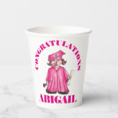 Gobelets En Papier Félicitations Graduation Pink Graduate Casquette G (Recto)