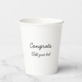 Gobelets En Papier Félicitations simples et minimales rajoutez votre  (Verso)