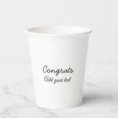 Gobelets En Papier Félicitations simples et minimales rajoutez votre  (Recto)