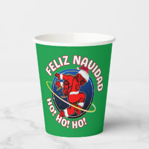 GOBELETS EN PAPIER FELIZ NAVIDAD FUNNY PÈRE NOËL ASTRONAUT
