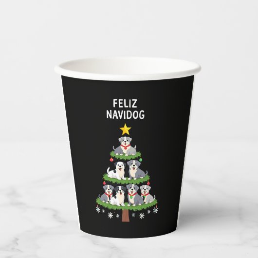 Gobelets En Papier Feliz Navidog Christmas Dog T-Shirt, Funny Cute Xm (Recto)