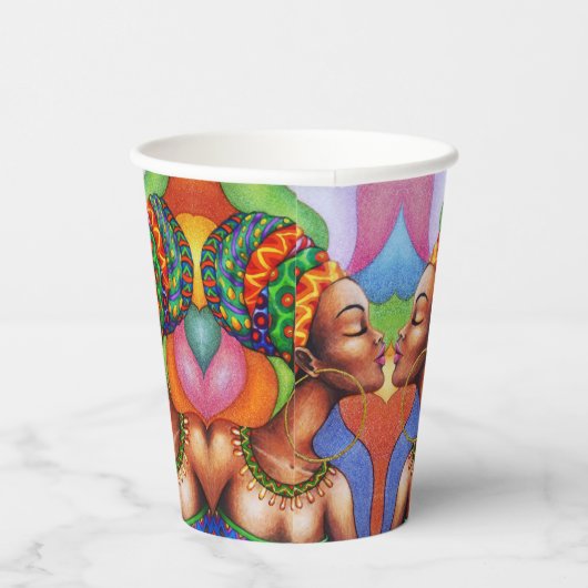 Gobelets En Papier Femme africaine avec cire tissu traditionnel (Droite)