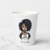 Gobelets En Papier Femme afro chic et classique (Verso)