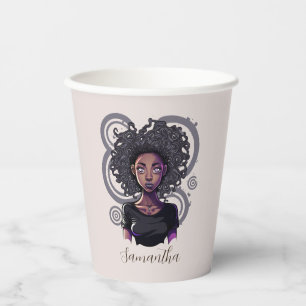 Gobelets En Papier Femme afro magique