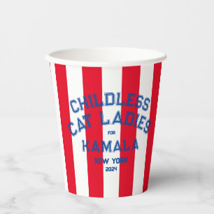 Gobelets En Papier Femmes Chat Sans Enfant Pour Kamala Red Stripe Cus