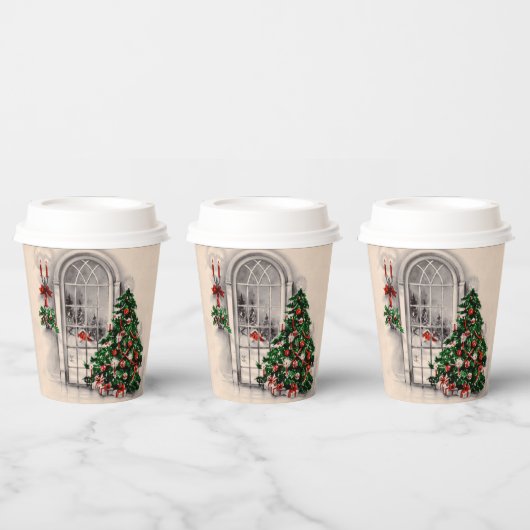 Gobelets En Papier Fenêtre de Noël (Multi)