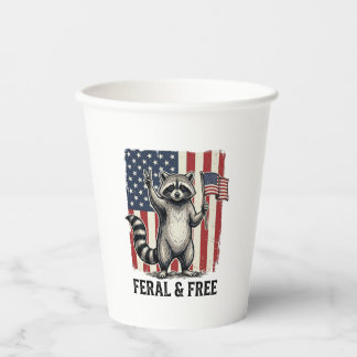 Gobelets En Papier Feral and Free Patriotic Raccoon Vintage Shirt Des