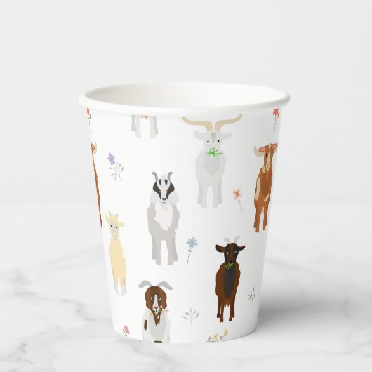 Gobelets En Papier Ferme d'animaux mignons chèvres (Recto)