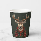 Gobelets En Papier Ferme Rustique Plaid Deer Et Vert (Verso)