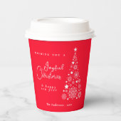 Gobelets En Papier Festif Arbre de Noël Rouge (Recto)