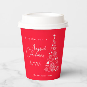 Gobelets En Papier Festif Arbre de Noël Rouge