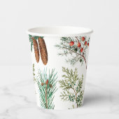 Gobelets En Papier Festif de la forêt de pins de Noël (Verso)