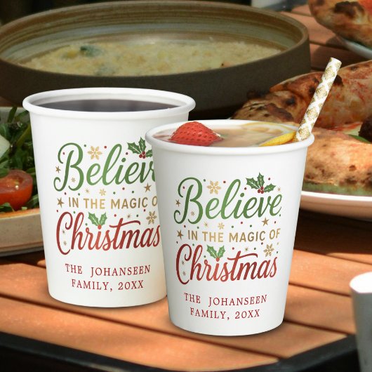 Gobelets En Papier Festif de Noël Fête moderne Typographie rouge