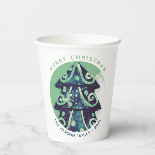 Gobelets En Papier Festif Green Noël Arbre Famille Vacances (Verso)