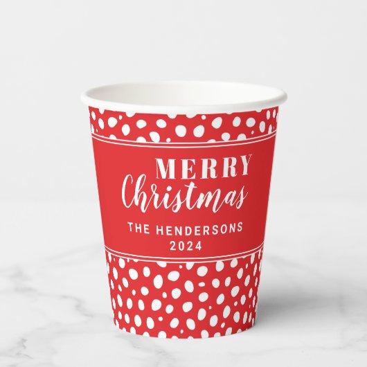 Gobelets En Papier Festif Pois rouges Personnalisé Noël (Verso)