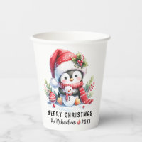 Festif Rouge blanc mignonne pingouin Joyeux Noël