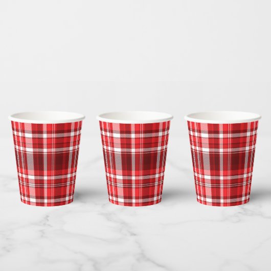 Gobelets En Papier Festif rouge et blanc plaid (Multi)