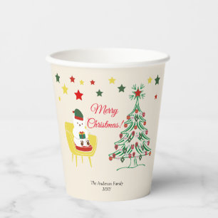 Gobelets En Papier Festif rouge vert coloré moderne Joyeux Noël