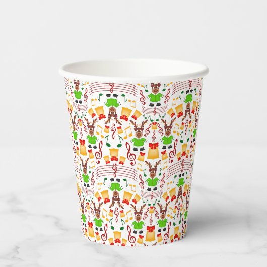 Gobelets En Papier Festif Vert Et Or Kasky Reindeer de Noël (Verso)