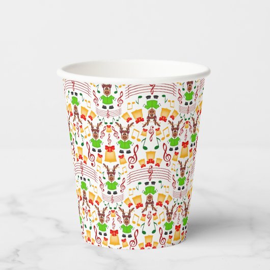 Gobelets En Papier Festif Vert Et Or Kasky Reindeer de Noël (Recto)