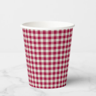 Gobelets En Papier Festin canneberge rouge En vichy Plaid Rustic Holi