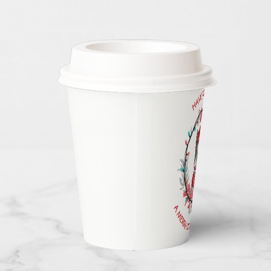 Gobelets En Papier Festive Boston Terrier Joyeux Noël (Droite)