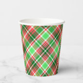 Gobelets En Papier Festive classique Rouge Vert Plaid Noël (Verso)