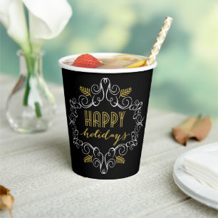 Gobelets En Papier Festive Foliage Art Déco Motif Vacances Vintages