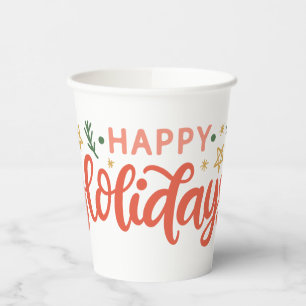 Gobelets En Papier Festive Happy Holidays Design