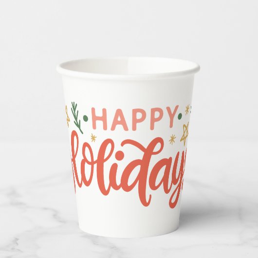 Gobelets En Papier Festive Happy Holidays Design (Gauche)