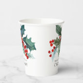 Gobelets En Papier Festive Holly et Berries Evergreens Noël (Gauche)